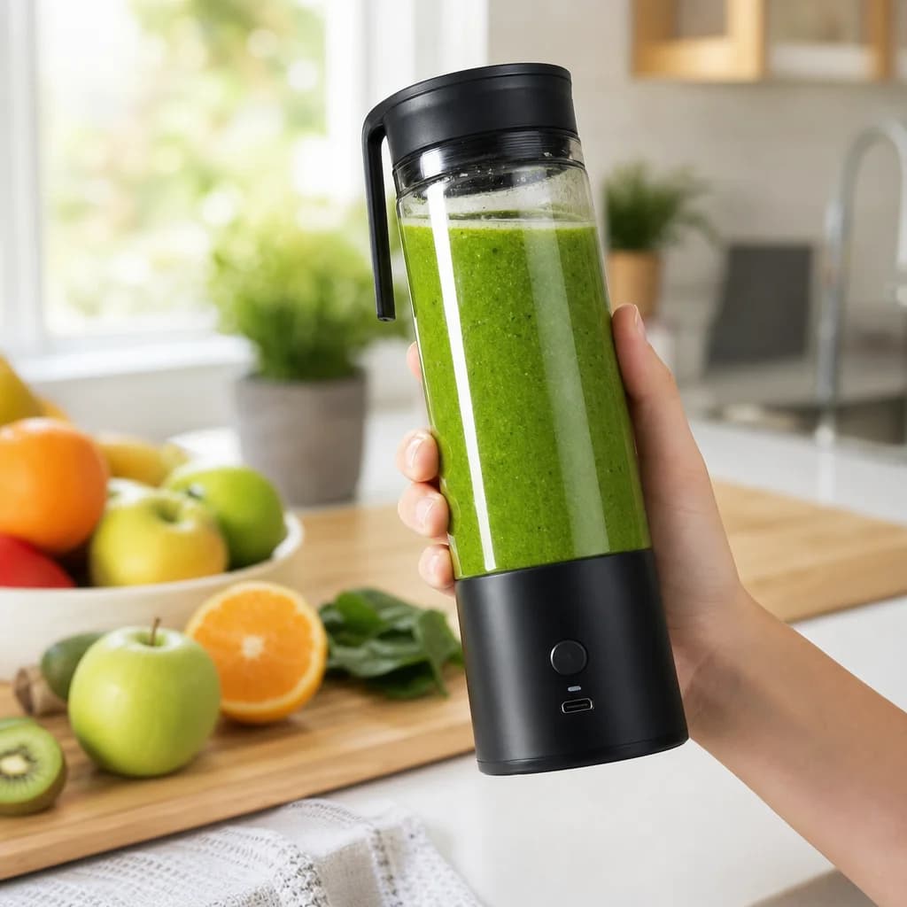 Fresh smoothie in the portable blender